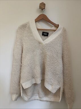 UGG Cream Sherpa Fleece V-Neck Sweater